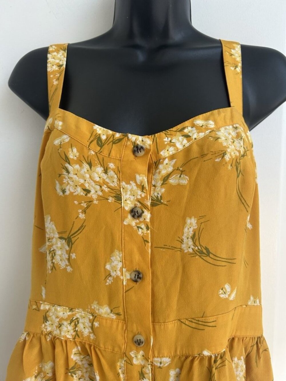 Madewell Women's Yellow Butterfly Garden Silk Fleur Bow-Back Dress Size 12